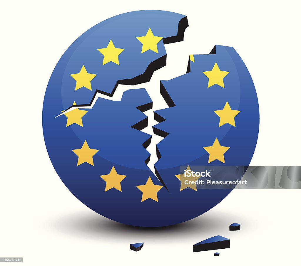 Европейский союз крошащимися Знак после экономического кризиса - Векторная графика Евросоюз роялти-фри