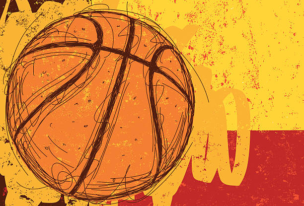 sketchy basketball background Sketchy, hand drawn basketball over an abstract background.The background extends outside the square clipping mask. To edit, select the background and go to OBJECT-&gt; CLIPPING MASK-&gt; EDIT CONTENTS OR RELEASE. basketball stock illustrations