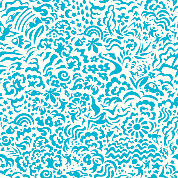 Seamless pattern lifestyle Detailed lifestyle vector seamless pattern. All elements of illustration are drawn in one style.  beach designs stock illustrations