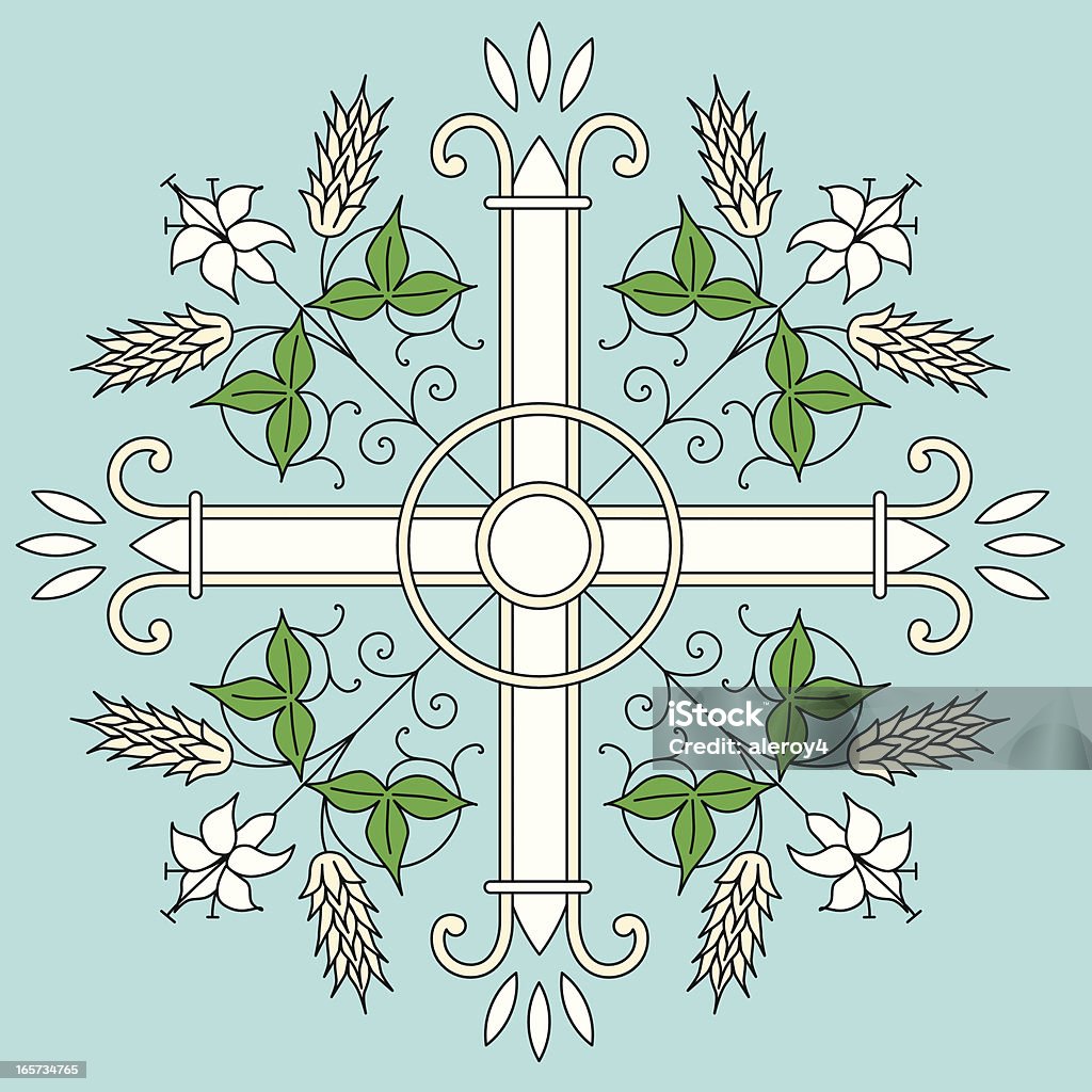 cross design withh lilies and wheat "vector cross design with lilies, foliage, wheat" Celebration Event stock vector