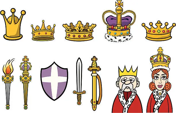 Vector illustration of Royal Crowns and Things