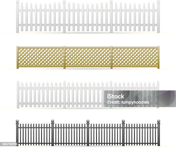 Vetores de Cercas e mais imagens de Cercado com Estacas - Cercado com Estacas, Branco, Cerca