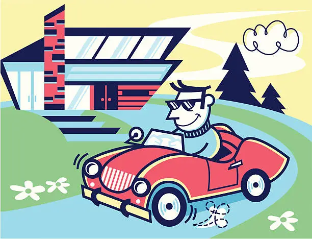 Vector illustration of car and house