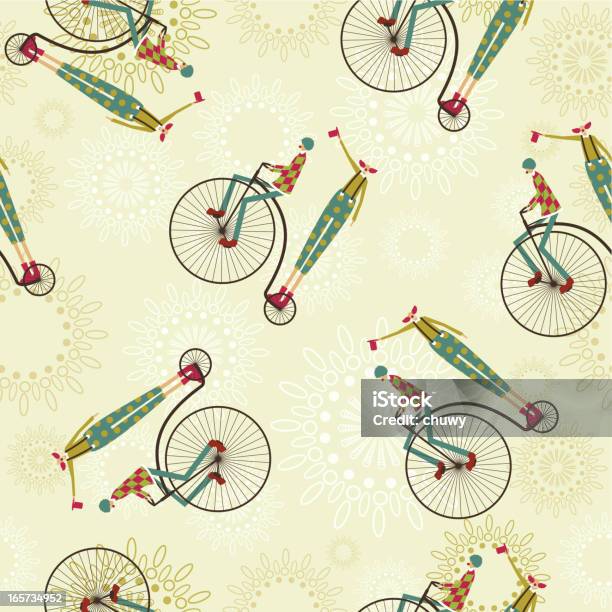 사이클링이 시연해 보인다 패턴 서커스-오락 행사에 대한 스톡 벡터 아트 및 기타 이미지 - 서커스-오락 행사, 고풍스런, 복고풍