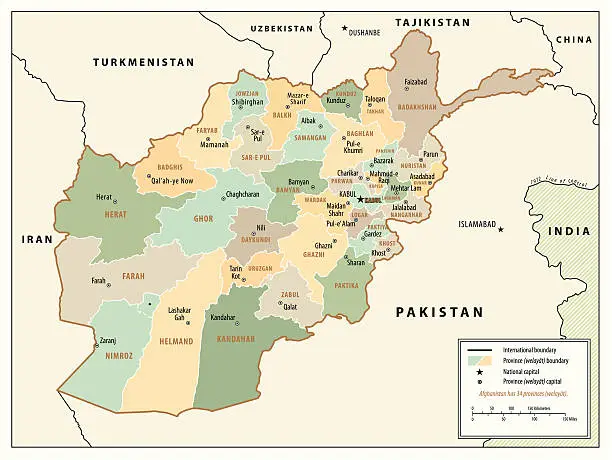 Vector illustration of Map Of Afghanistan