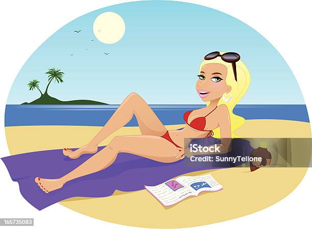 Beachy Заядлых — стоковая векторная графика и другие изображения на тему Пляж - Пляж, Туристический курорт, Бикини
