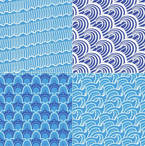 Vector illustration of Waves - 4 seamless texture