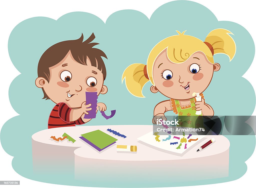 Craft Time Picture Craft Time Stock Illustration - Download Image Now - Child, Glue, Art ...