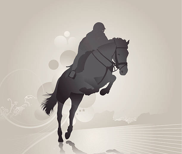 illustrazioni stock, clip art, cartoni animati e icone di tendenza di cavallo saltando - steeplechasing