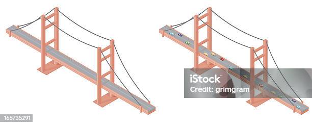 Isometrica Ponte Sospeso - Immagini vettoriali stock e altre immagini di Ponte sospeso - Ponte sospeso, Assonometria, Automobile