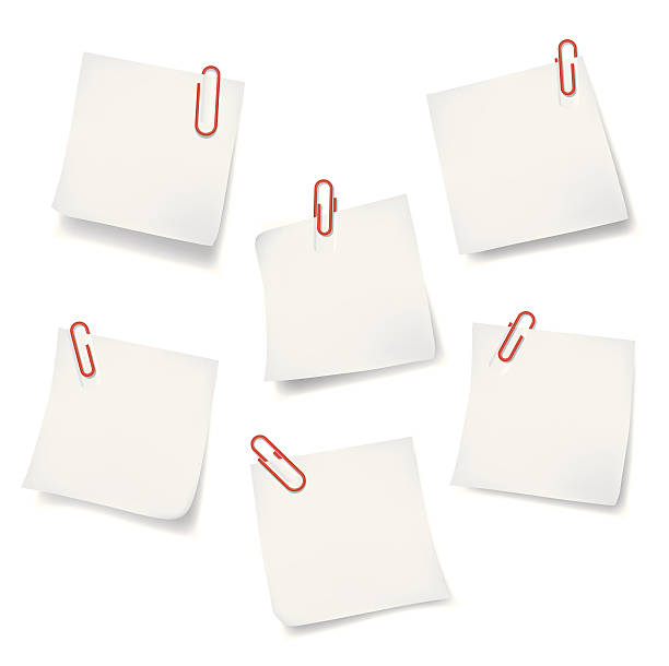 스티커 노트 종이 클립 - adhesive note letter thumbtack reminder stock illustrations