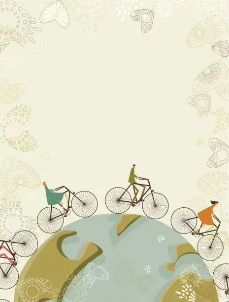 Vector illustration of Cycling around the world