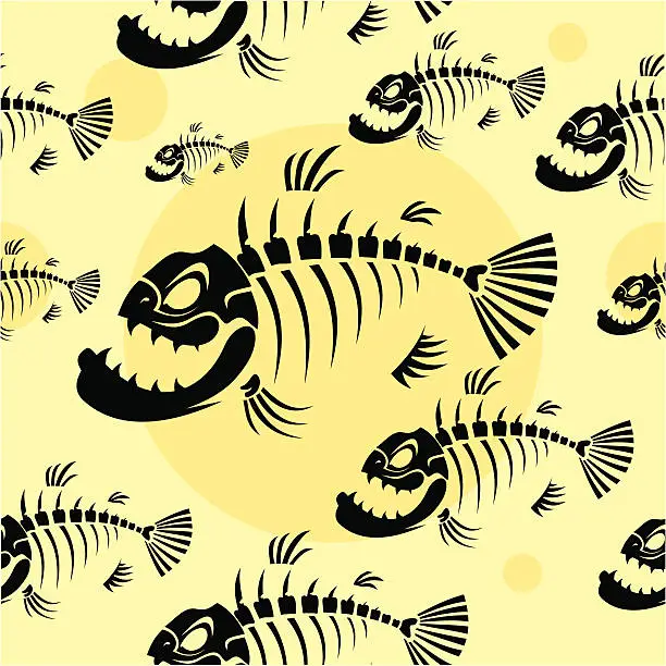 Vector illustration of Skeleton fish wallpaper