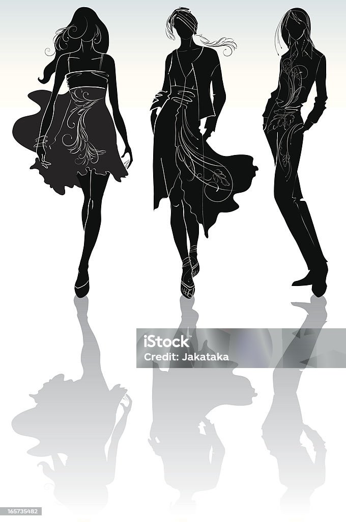 silhouette ragazza con decorazione. - arte vettoriale royalty-free di Adolescente