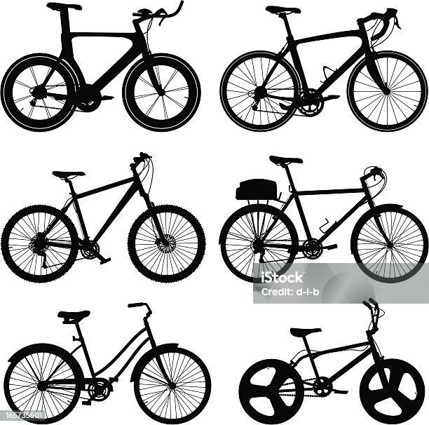 Silhouetten Detaillierte Fahrrad Stock Vektor Art und mehr Bilder von Fahrrad - Fahrrad, Kontur, Illustration