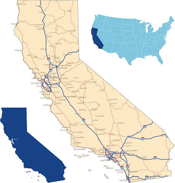 Vector illustration of California road map