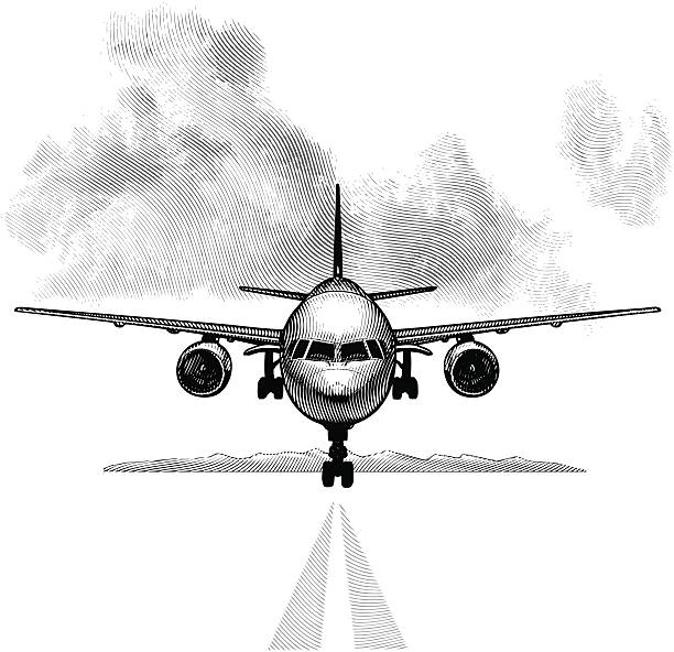 ilustraciones, imágenes clip art, dibujos animados e iconos de stock de avión landing - global business taking off commercial airplane flying