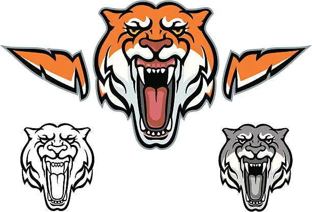 Vector illustration of Tiger Mascot Roar