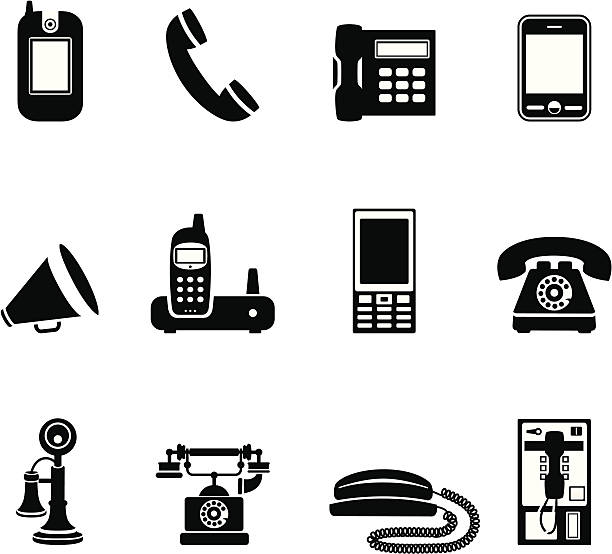 ilustrações de stock, clip art, desenhos animados e ícones de telefone ícones simples - conference phone