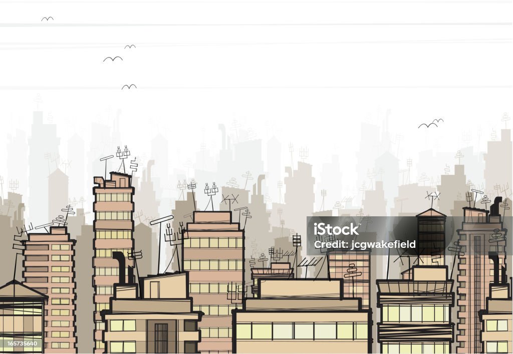 City Scape A very dreary urban city scape. Apartment stock vector