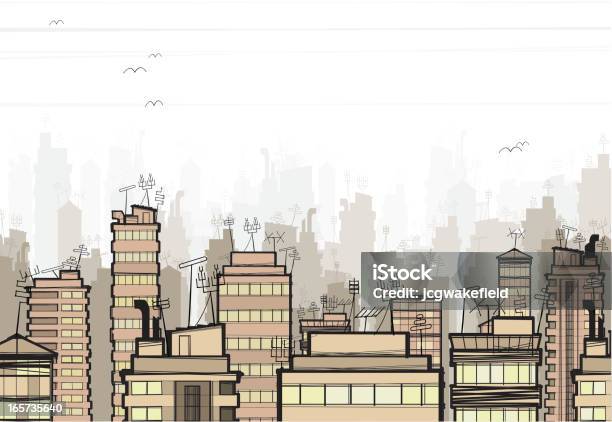 City Scape Stock Illustration - Download Image Now - Apartment, Brown, Building Exterior