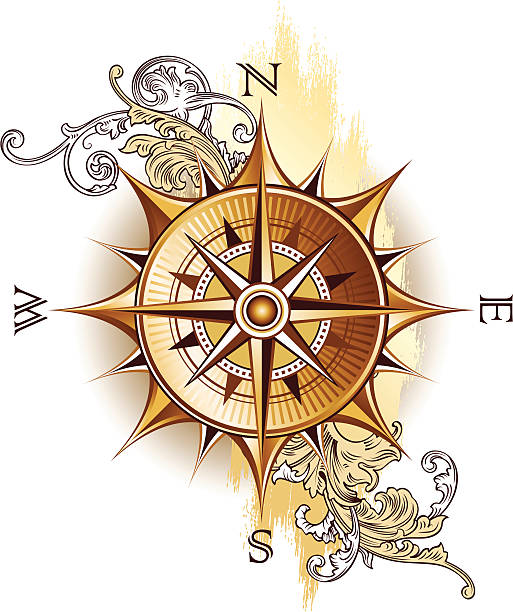 alte kompass - compass compass rose north direction stock-grafiken, -clipart, -cartoons und -symbole