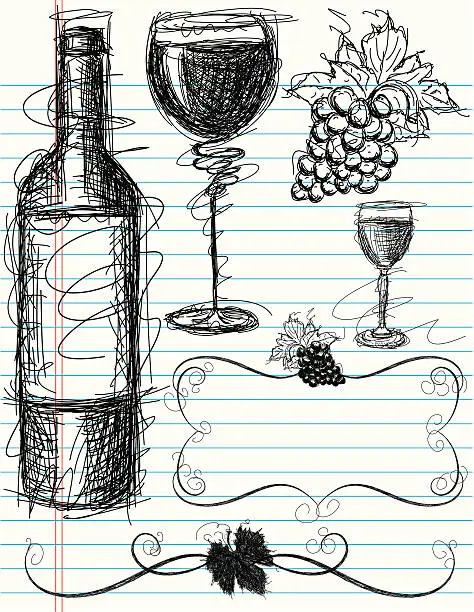 Vector illustration of wine sketches