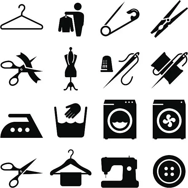Vector illustration of Fabric And Textiles Icons - Black Series