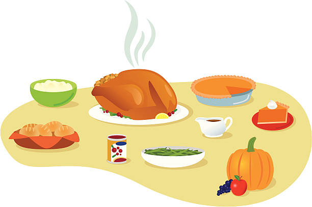 thanksgiving-essen - thanksgiving dinner plate food stock-grafiken, -clipart, -cartoons und -symbole