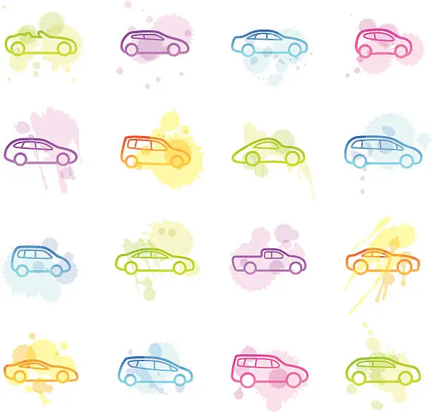 Vector illustration of Stains Icons - Cars