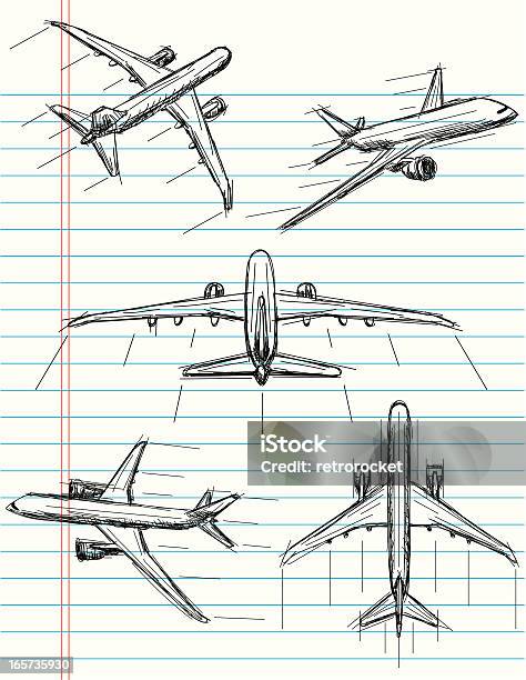 Jet Airplane Sketches Stock Illustration - Download Image Now - Airplane, Sketch, Scribble
