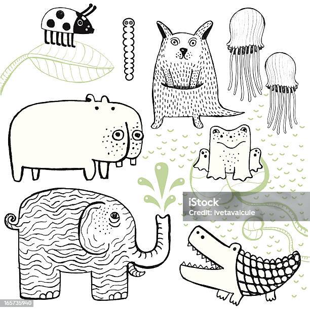Animains Hand Drawn Animals Stock Illustration - Download Image Now - Cartoon ...