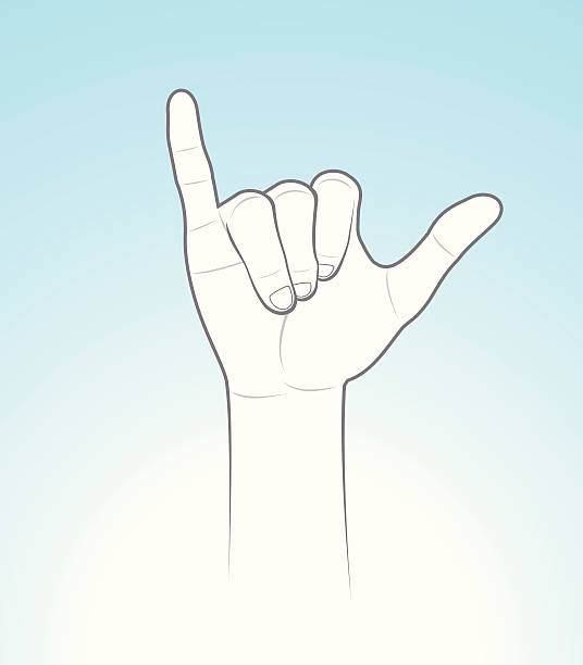ilustrações de stock, clip art, desenhos animados e ícones de gesticular asa loose gesto shaka - sign language american sign language text human hand