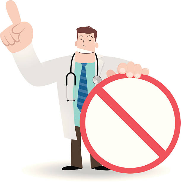 доктор с запрещением, глядя вверх знак - flu virus hygiene doctor symbol stock illustrations