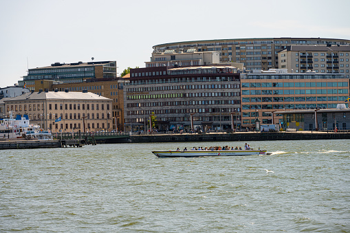 Gothenburg, Sweden - June 03 2023: Paddan sightseeing boat on the river.