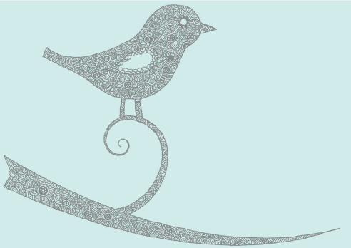 Intricate birdy on a twig illustration
