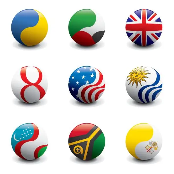 Vector illustration of Group of Crystal Ball Flags