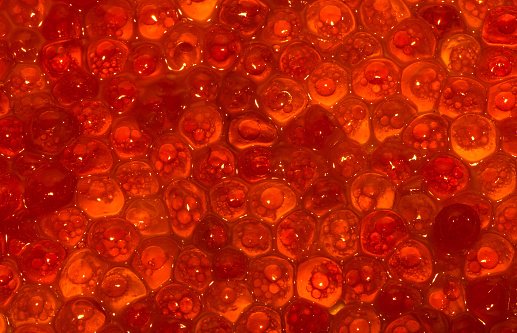 the salmon red caviar; closeup