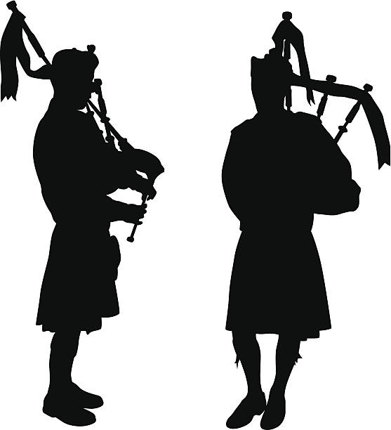bagpiping - bagpipe stock illustrations