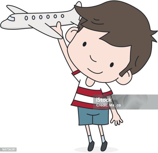 Kind Mit Einem Spielzeugflugzeug Stock Vektor Art und mehr Bilder von ClipArt - ClipArt, Comic - Kunstwerk, Comic - Publikation