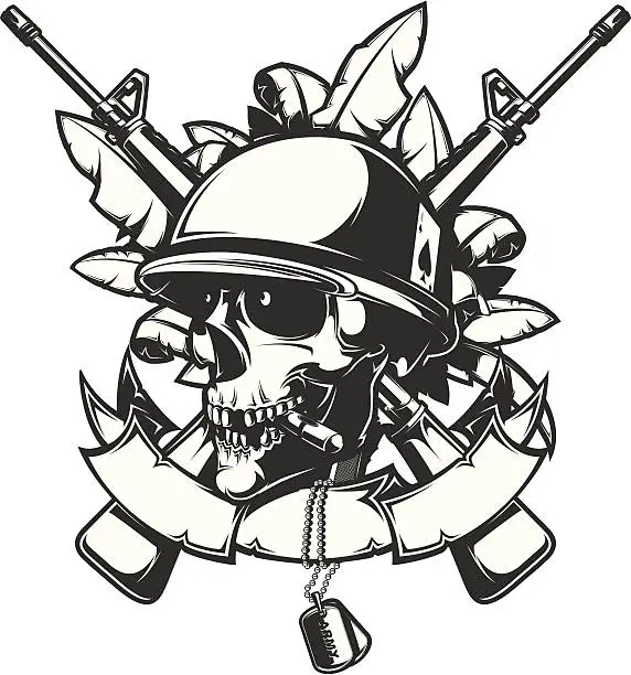 Vector illustration of soldier skull