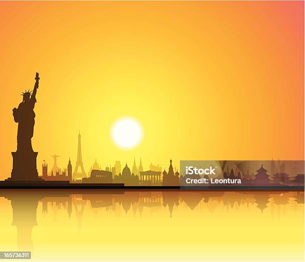 Statue Of Liberty And The World Stock Illustration - Download Image Now - Petronas Towers, Architecture, Big Ben