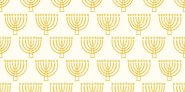 Vector illustration of Menorah Seamless Pattern Hanukkah Background