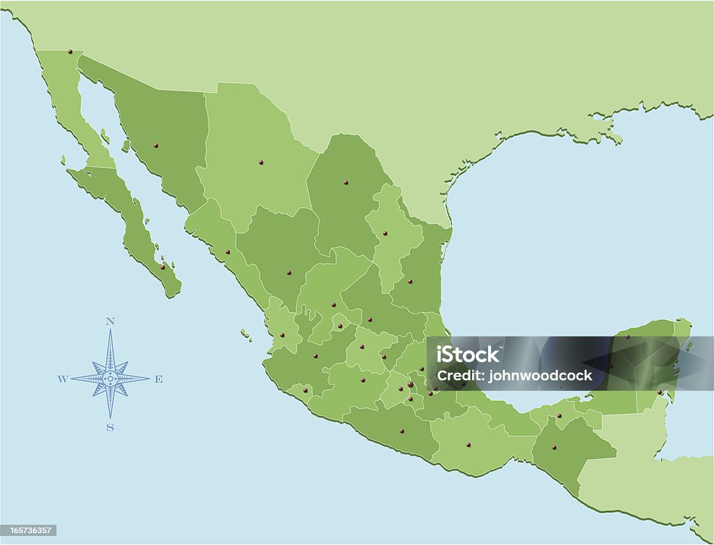 Мексика карта - Векторная графика Без людей роялти-фри