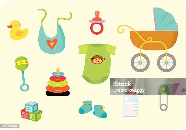 Baby Icone - Immagini vettoriali stock e altre immagini di A forma di blocco - A forma di blocco, Abbigliamento, Ammucchiare