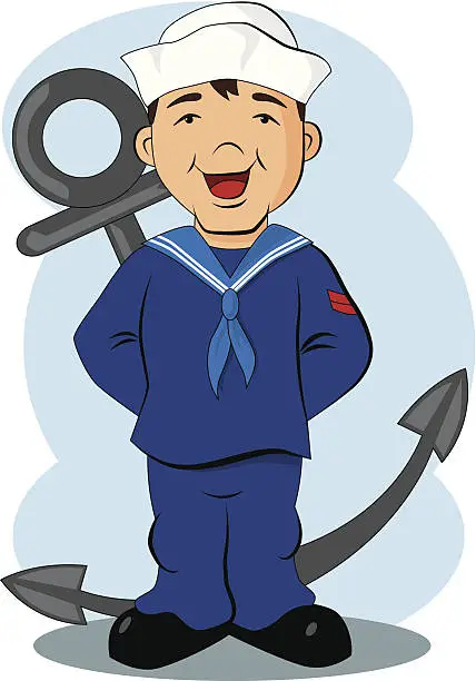 Vector illustration of sailor anchor cartoon