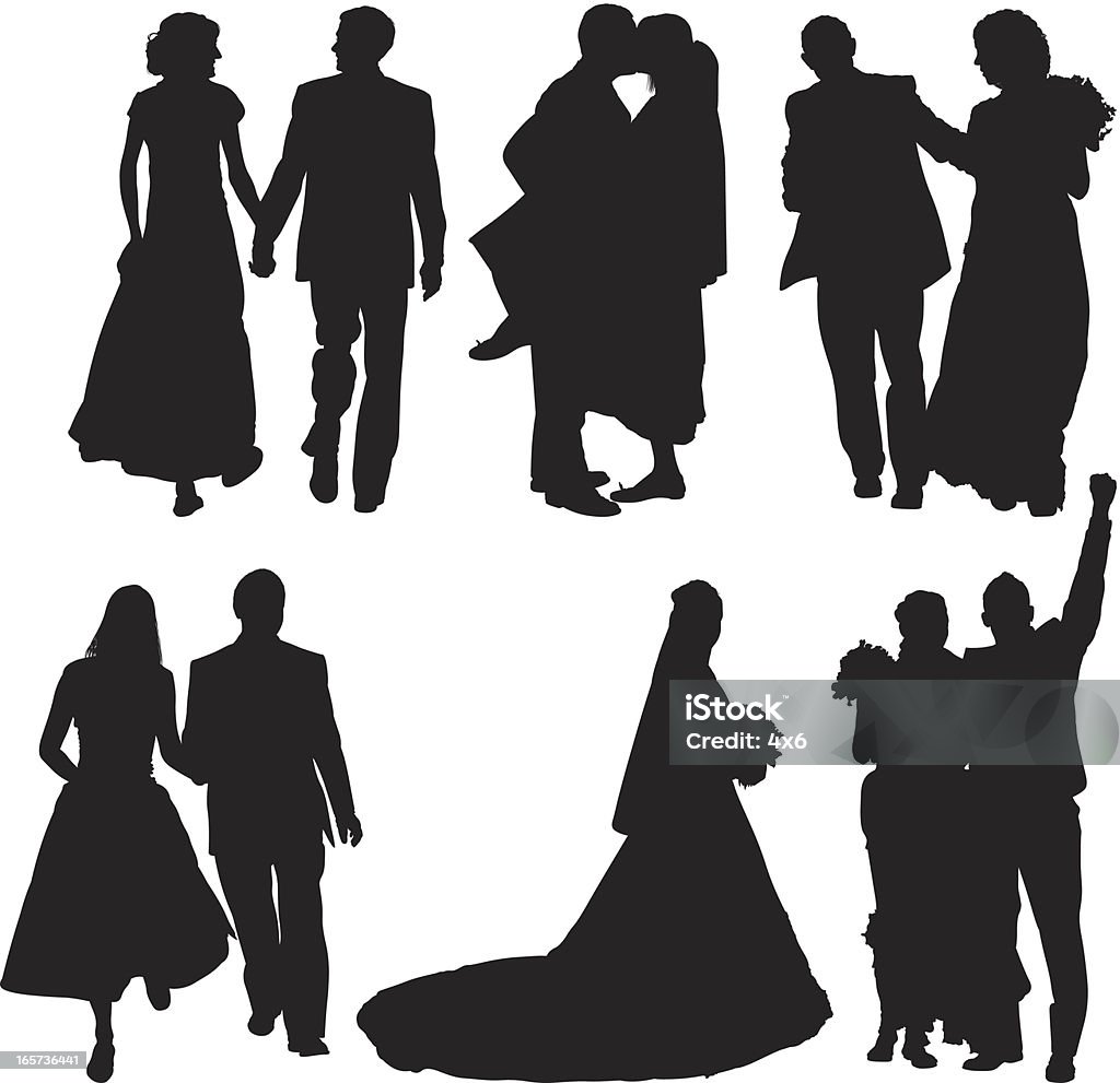 Newlywed couples Newlywed coupleshttp://www.twodozendesign.info/i/1.png In Silhouette stock vector