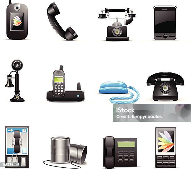 Ikony Telefonu - Stockowe grafiki wektorowe i więcej obrazów Automat telefoniczny - Automat telefoniczny, Sznurek, Telefon