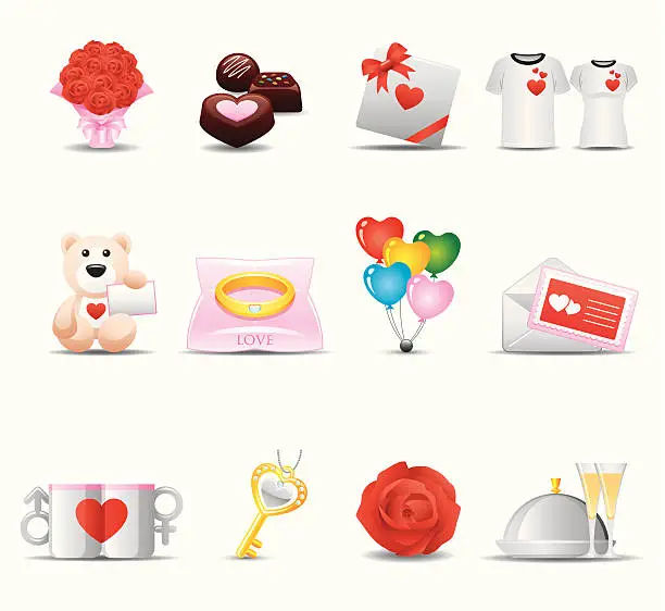 Vector illustration of Valentines Icon Set | Elegant Series