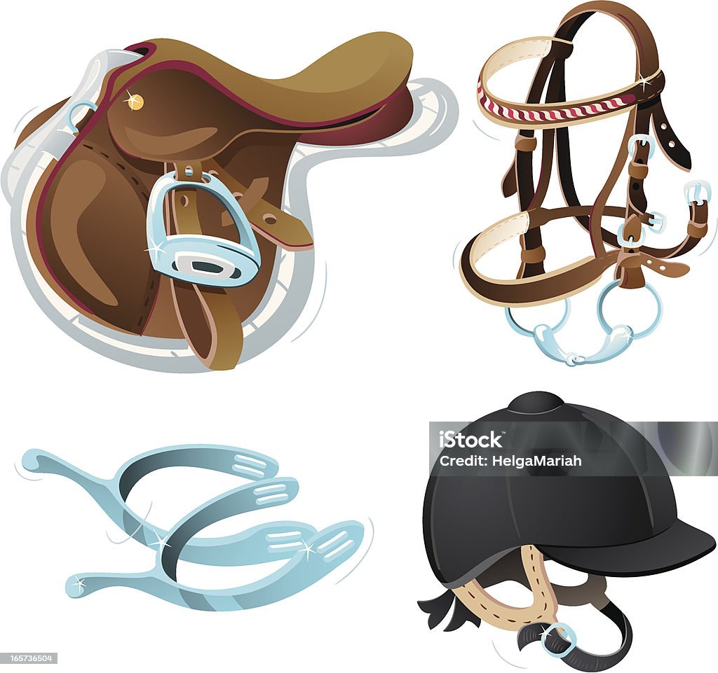 英国の乗馬セットセット - 乗馬帽のロイヤリティフリーベクトルアート